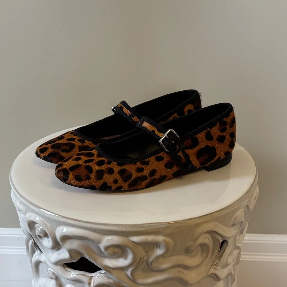 ANTHROPOLOGIE Maeve Calf Hair, Mary Jane Flats , Sz 38. - Picture 3 of 12